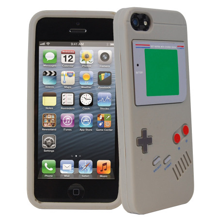 Coque silicone iPhone 5 Game Boy - Grise