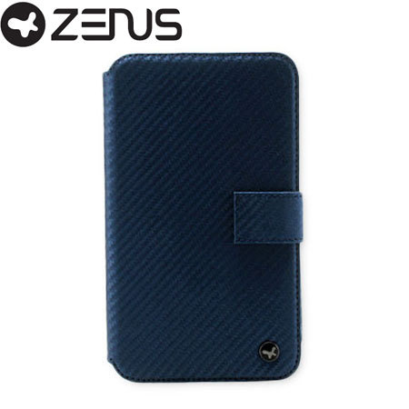 Housse Samsung Galaxy Note Zenus Prestige Carbon Diary - Bleue