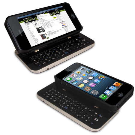 Coque iPhone 5 et Clavier Coulissant Sans Fil - Noir